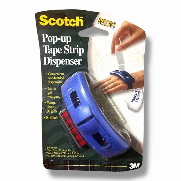 Vintage 1997 NOS Scotch Pop-Up Tape Dispenser with 75 Strips Blue New Unused - Picture 1 of 4
